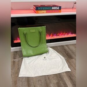 Kate Spade New York Kelly Green Large Leather Tote Shoulder Bag